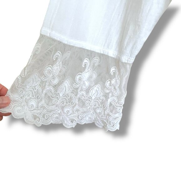 Soft Surroundings Womens Tunic Top Sz 3X White Cotton Boho Embroidered Coastal - Picture 7 of 12